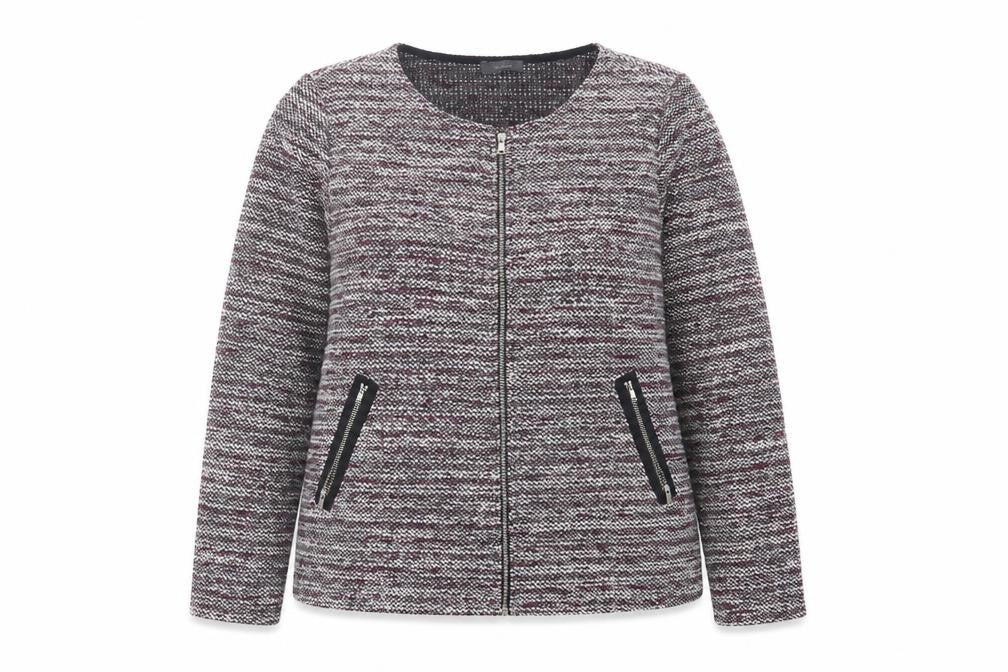 Front view of Yessica women’s purple jacket, size L, zip