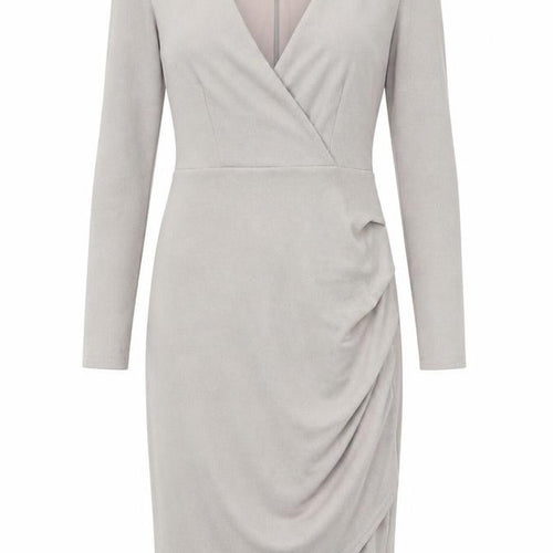 New Look Womens Grey Polyester Pencil Dress Size 8 V-Neck Zip