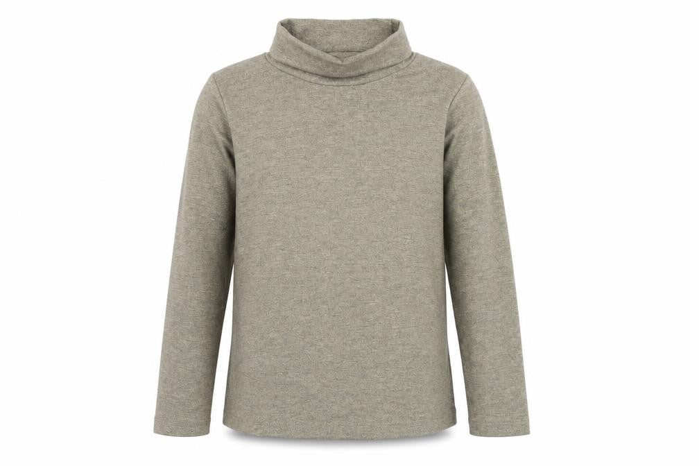 Front view of Preworn girls’ gold polyester basic t-shirt, size 6, years roll neck pullover