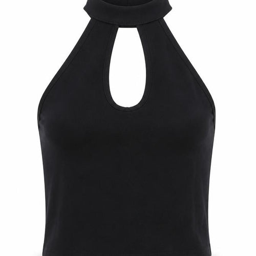 Miss Selfridge Womens Black Cotton Cropped Tank Size 8 Halter