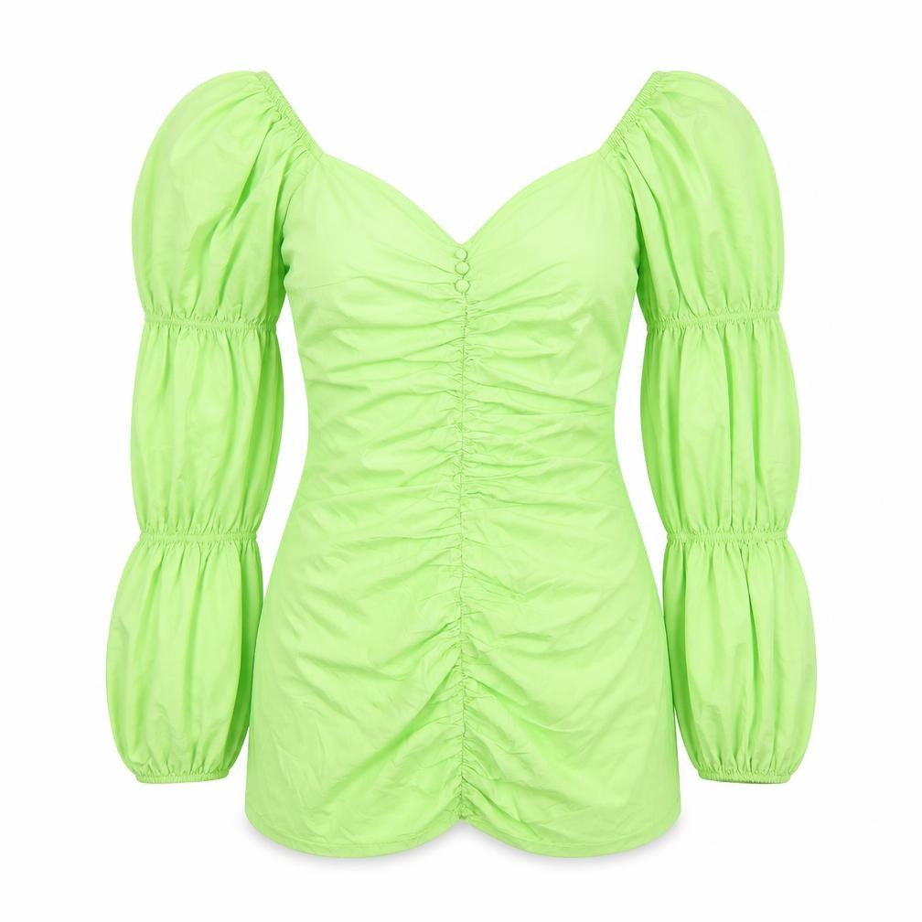 Nasty Gal Womens Green Cotton Mini Size 6 V-Neck Zip