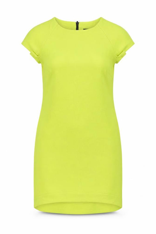 Front view of Topshop women’s green polyester bodycon, size UK 8, round neck zip