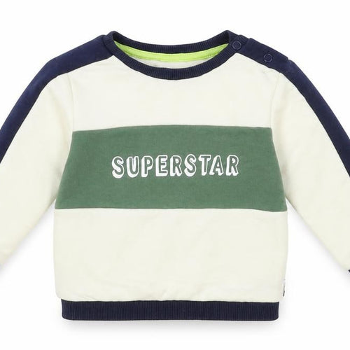 F&F Baby Ivory Colourblock Cotton Pullover Jumper Size 6-9 Months Snap - Superstar