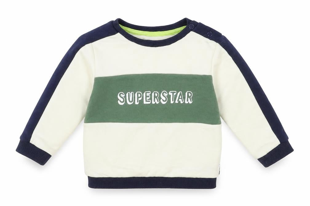 F&F Baby Ivory Colourblock Cotton Pullover Jumper Size 6-9 Months Snap - Superstar