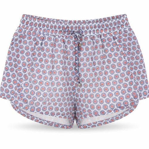 Almagores Womens Blue Floral Polyester Hot Pants Shorts Size 10 L3 in Regular Drawstring