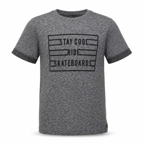 F&F Boys Grey Cotton Basic T-Shirt Size 7-8 Years Round Neck Pullover - Stay Cool Ride Skateboards