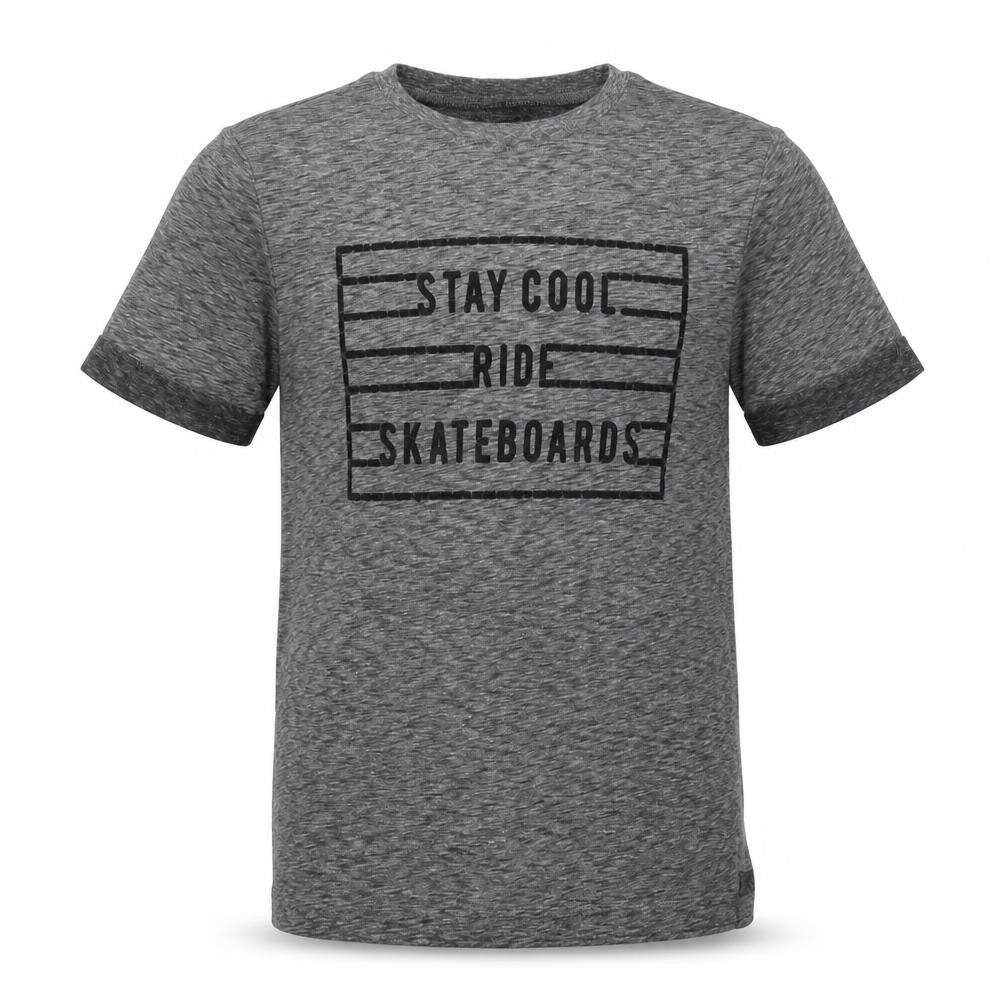 F&F Boys Grey Cotton Basic T-Shirt Size 7-8 Years Round Neck Pullover - Stay Cool Ride Skateboards