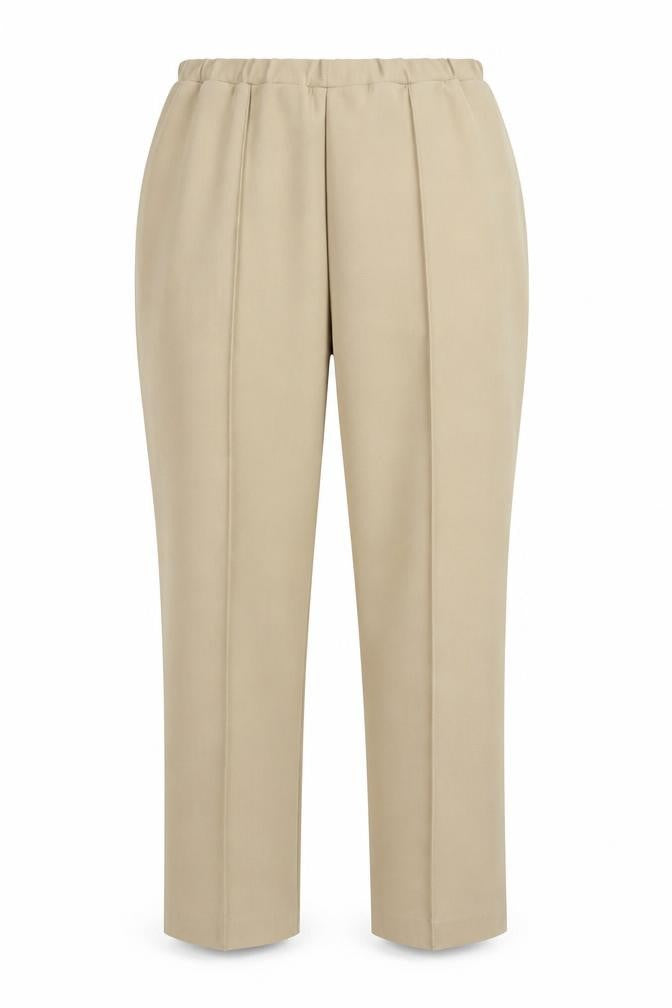 Front view of Julipa women’s brown polyester trousers, size UK 14, 27-inch leg regular