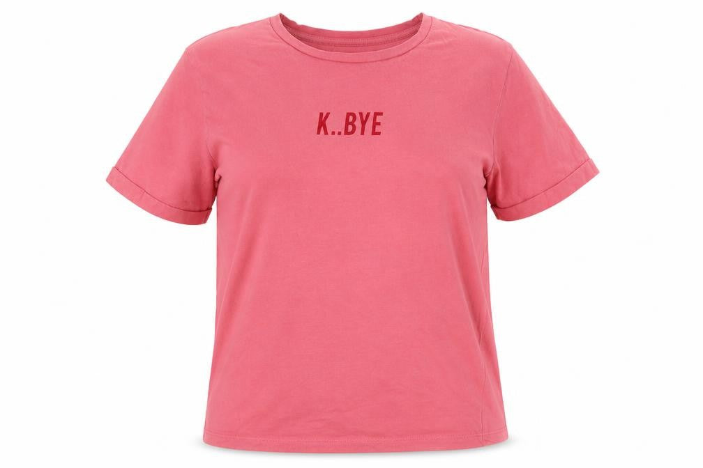 Pull&Bear Womens Pink Cotton Basic T-Shirt Size M Round Neck - K..Bye