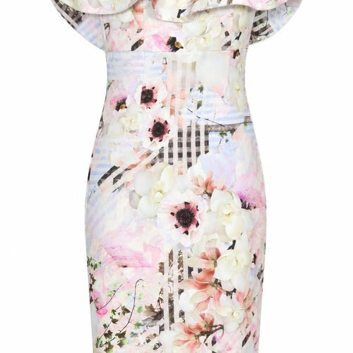Bardot Womens Multicoloured Floral Polyester Bodycon Size 8 Sweetheart Zip