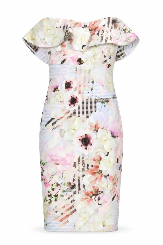 Bardot Womens Multicoloured Floral Polyester Bodycon Size 8 Sweetheart Zip