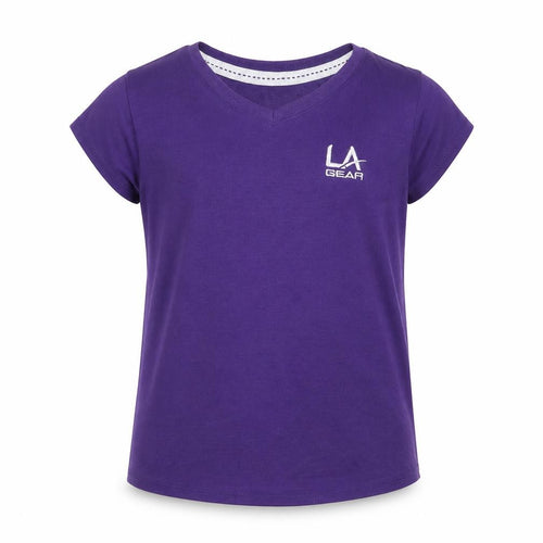 LA Gear Girls Purple Cotton Basic T-Shirt Size 7-8 Years Round Neck Pullover