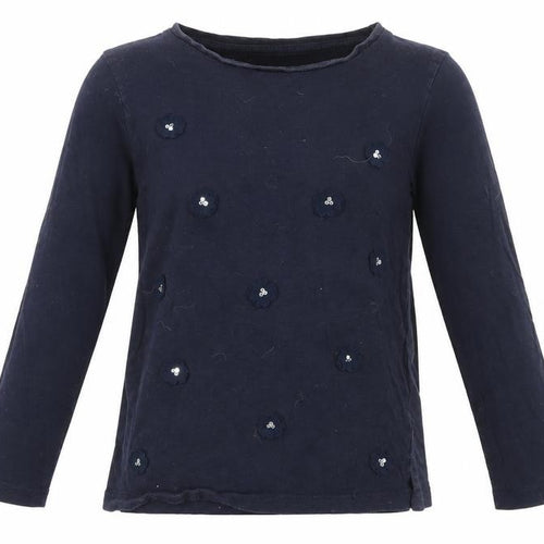 Dunnes Stores Girls Blue Floral Cotton Basic T-Shirt Size 8 Years Round Neck Pullover
