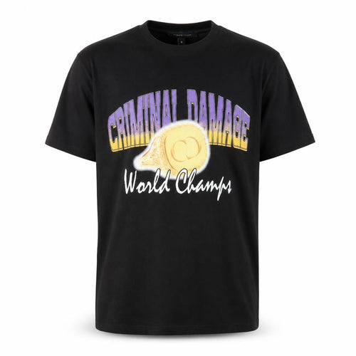 Criminal Damage Womens White Cotton Basic T-Shirt Size S Crew Neck - World Champs