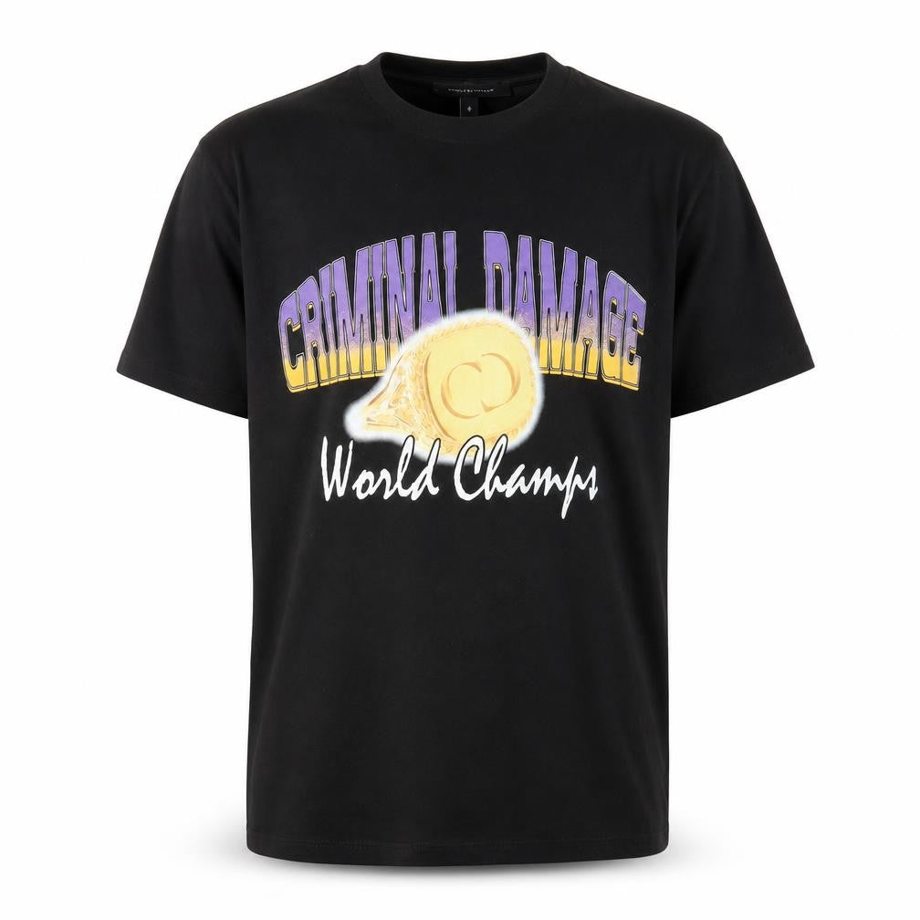 Criminal Damage Womens White Cotton Basic T-Shirt Size S Crew Neck - World Champs