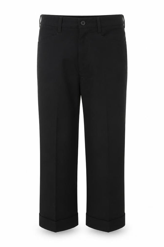 Front view of Debenhams boys’ black polyester capri trousers, size 11, years regular button - school wear
