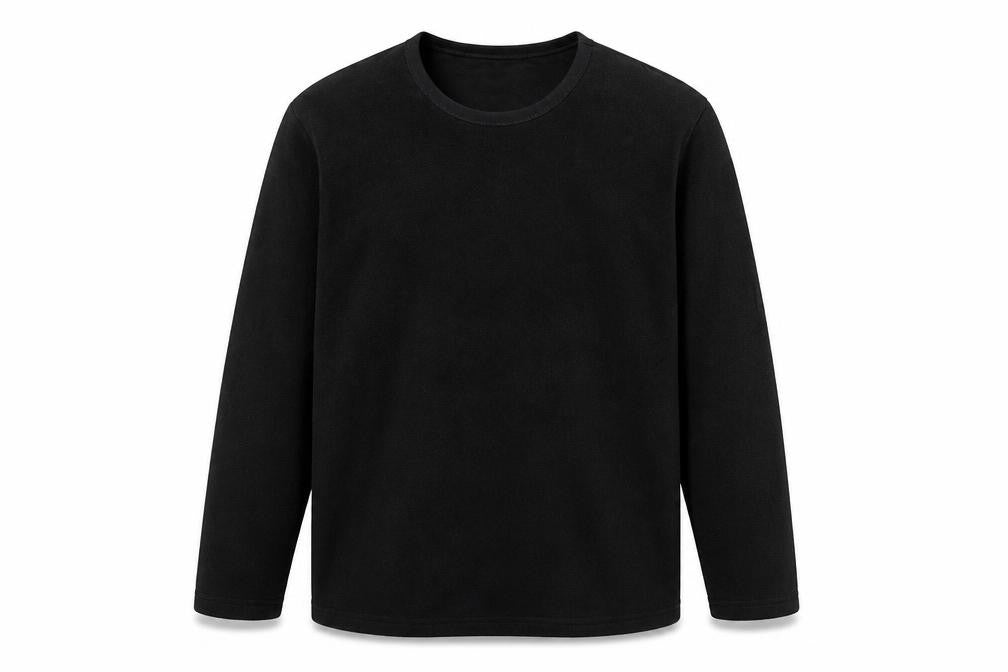 Front view of Preworn men’s black polyester pullover sweatshirt, size M