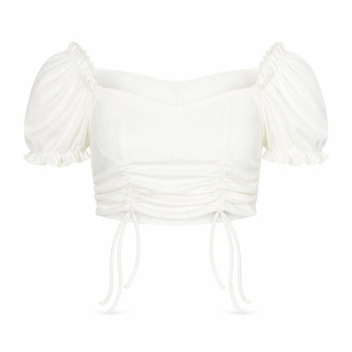 SheIn Womens Ivory Polyester Cropped T-Shirt Size L Sweetheart
