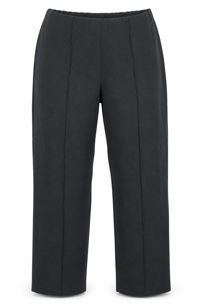 Front view of Epilogue women’s grey polyester trousers, size UK 14, 28-inch leg regular