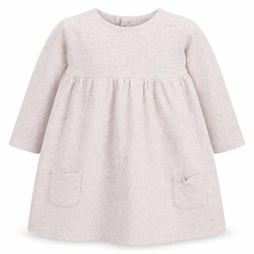 mamas & papas Girls Pink Cotton Jumper Dress Size 6-9 Months Round Neck Button