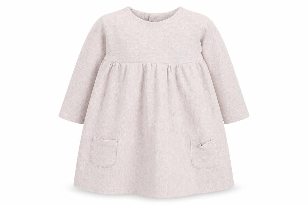 mamas & papas Girls Pink Cotton Jumper Dress Size 6-9 Months Round Neck Button