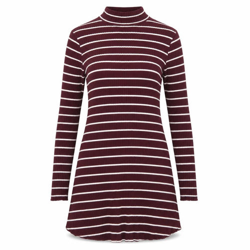 Primark Womens Purple Striped Cotton Jumper Dress Size 8 Round Neck Pullover