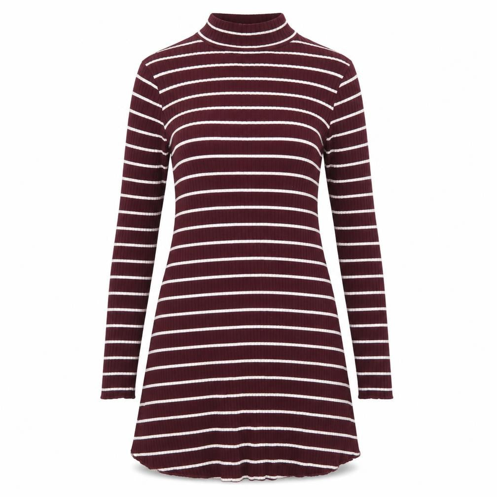 Primark Womens Purple Striped Cotton Jumper Dress Size 8 Round Neck Pullover