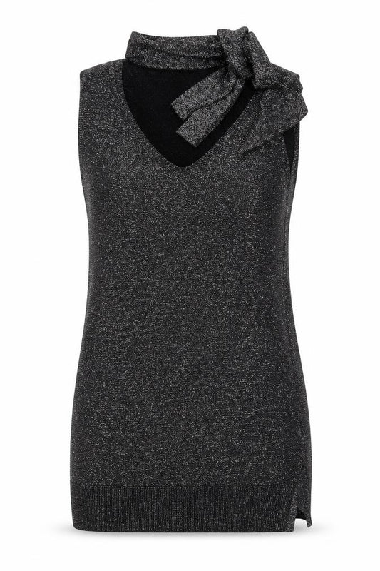 Front view of Oasis women’s silver polyester basic blouse, size L, halter