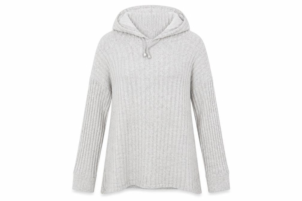 Front view of George women’s grey viscose pullover hoodie, size S, pullover
