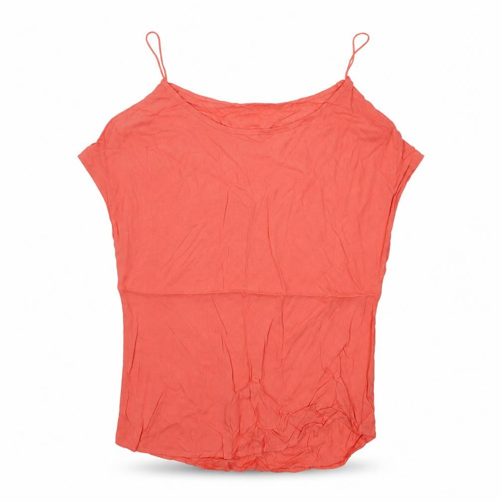 Primark Womens Red Cotton Basic T-Shirt Size 6 Round Neck