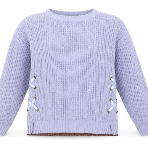 Marks and Spencer Girls Blue Round Neck Polyester Pullover Jumper Size 11-12 Years Pullover - Lace up Detail
