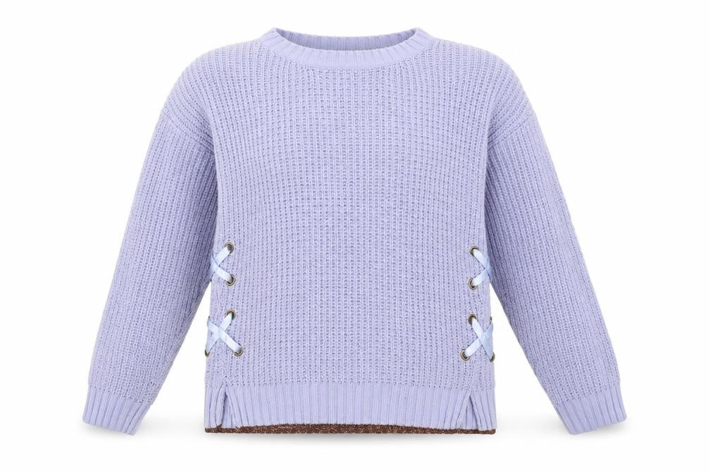 Marks and Spencer Girls Blue Round Neck Polyester Pullover Jumper Size 11-12 Years Pullover - Lace up Detail
