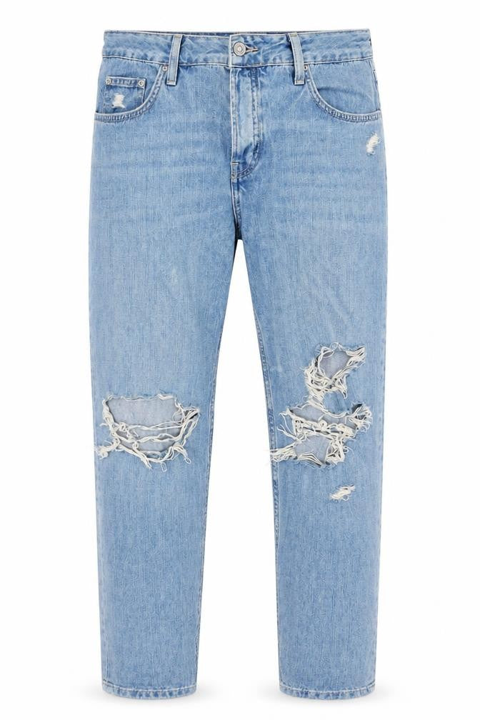Topshop Mens Blue Cotton Straight Jeans Size 35 in L26 in Regular Button