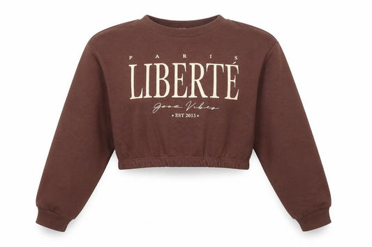 Candy Girls Brown Cotton Pullover Sweatshirt Size 10 Years Pullover - Cropped Liberte
