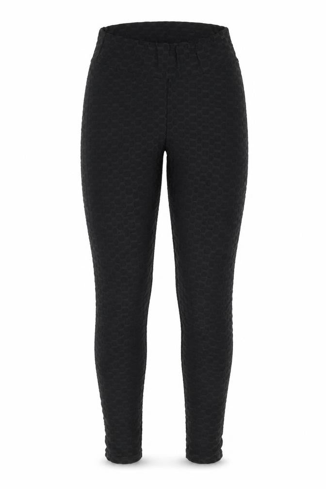 Front view of Preworn women’s black polyamide compression leggings, size S, 27-inch leg regular pullover