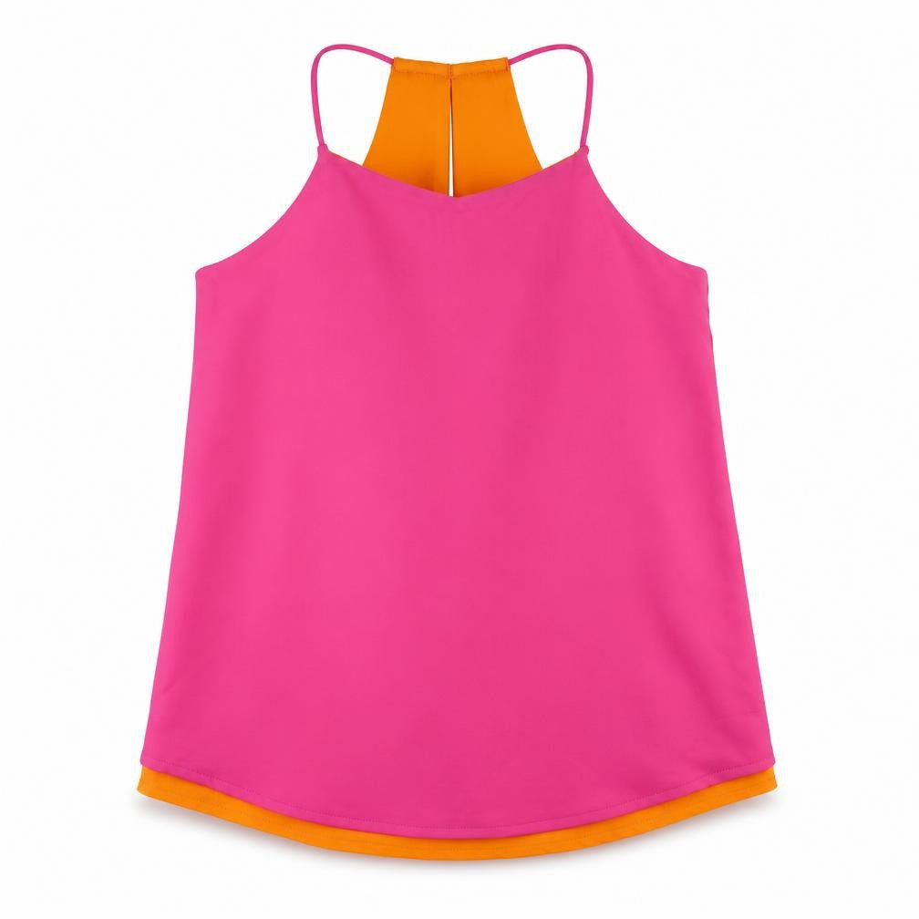 Miss E-Vie Girls Pink Polyester Camisole Tank Size 12 Years Scoop Neck Pullover