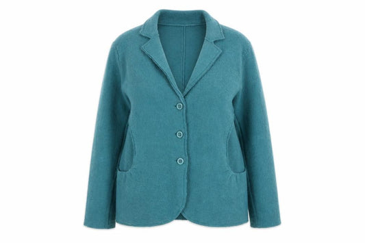 Front view of Paramour women’s green wool jacket blazer, size XL