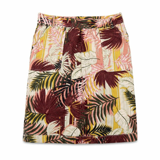Front view of Papaya women’s multicoloured floral linen a-line skirt, size XS, button