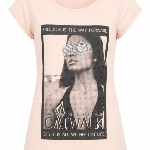 Quiz Womens Pink Cotton Basic T-Shirt Size 12 Round Neck - Freedom Is The Way Forward