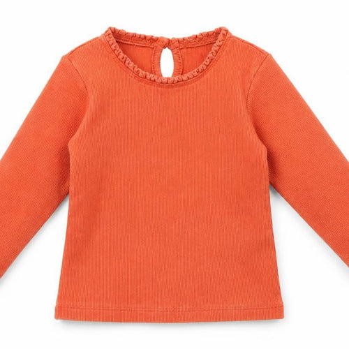 Dunnes Stores Girls Orange Cotton Basic T-Shirt Size 12-18 Months Round Neck Button