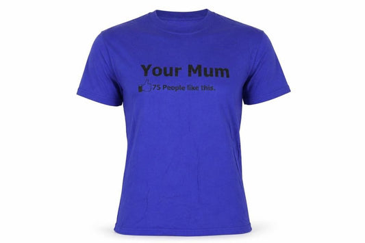 Front view of Hanes women’s blue cotton basic t-shirt, size S, crew neck - your mum
