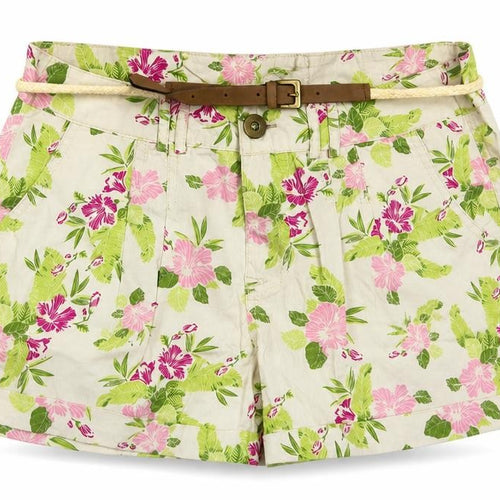 MODO Womens Ivory Floral Cotton Hot Pants Shorts Size 8 L3 in Regular Button