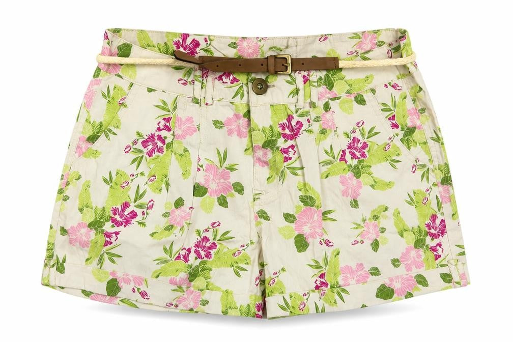 MODO Womens Ivory Floral Cotton Hot Pants Shorts Size 8 L3 in Regular Button