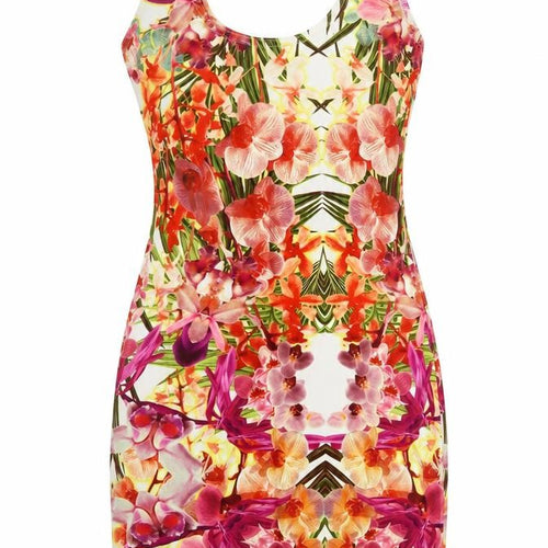Chemistry Womens Multicoloured Floral Polyester Tank Dress Size S Scoop Neck Pullover
