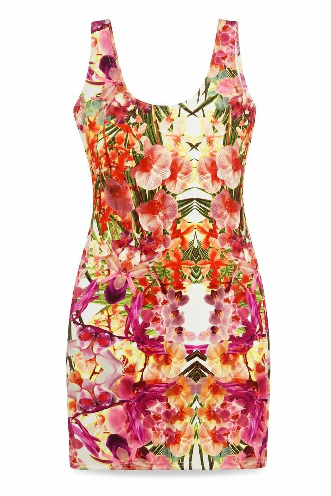 Chemistry Womens Multicoloured Floral Polyester Tank Dress Size S Scoop Neck Pullover