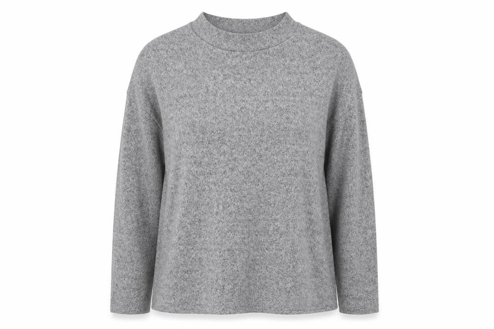 Front view of F&F women’s grey round neck polyester jumper, size M