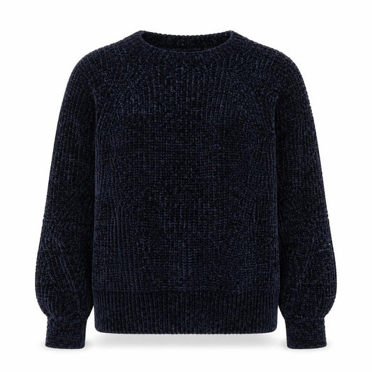Front view of H&M women’s blue round neck polyester jumper, size S