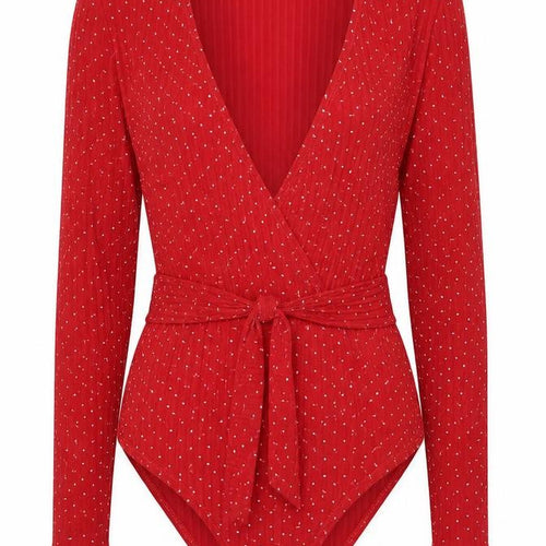 Boohoo Womens Red Polka Dot Polyester Playsuit One-Piece Size 6 Snap