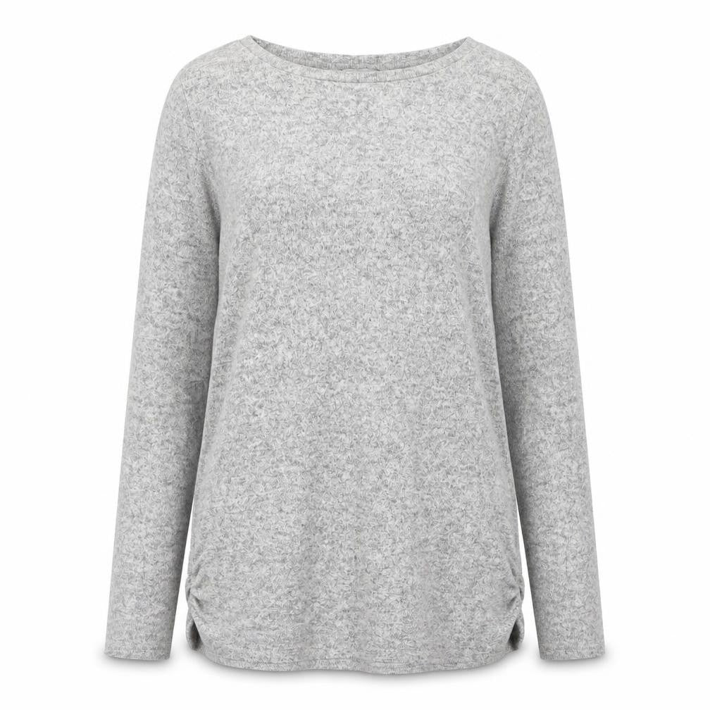 Front view of Next women’s grey round neck viscose jumper, size UK 6