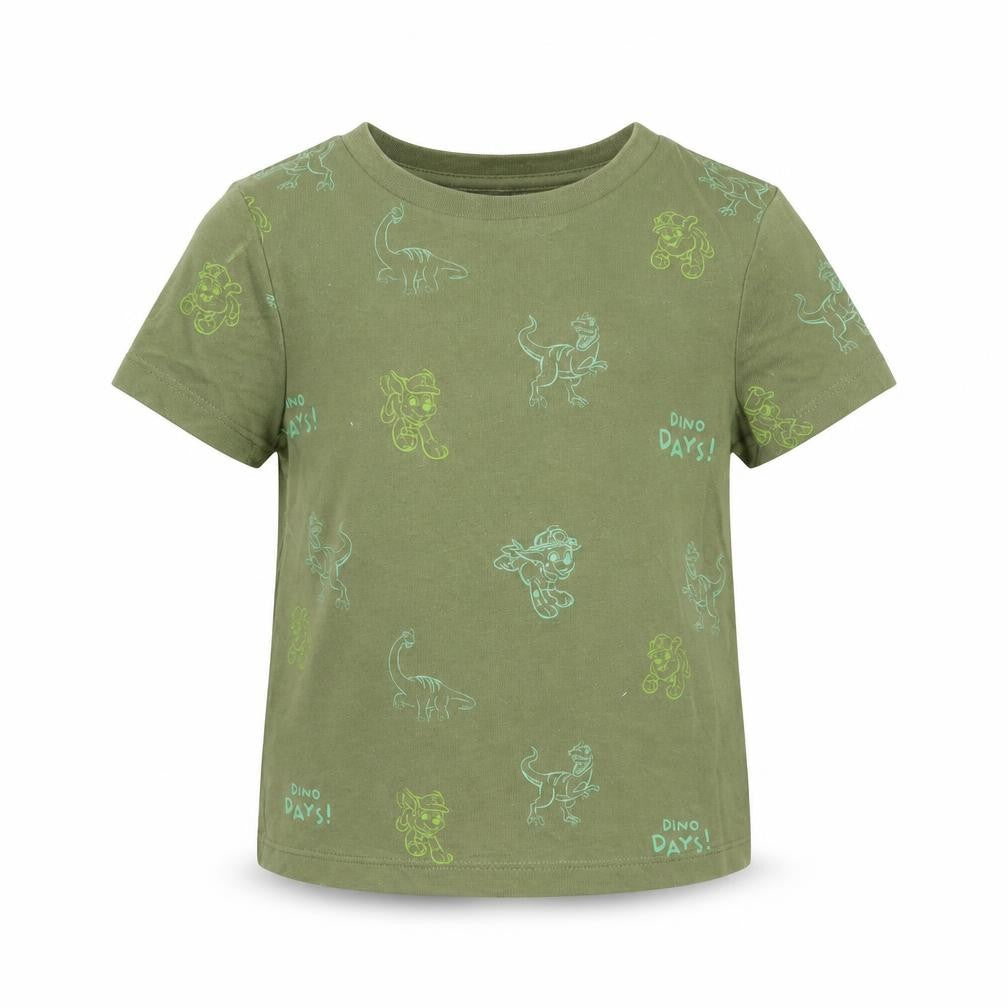 George Boys Green Geometric Cotton Basic T-Shirt Size 12-18 Months Round Neck Pullover - Dinosaur Print